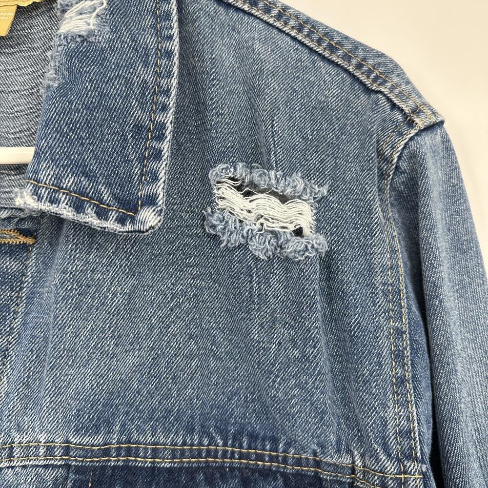 Roebuck & Co Jacket Mens XL Distressed Denim Jean Trucker Button Up Vintage y2K - Picture 7 of 12